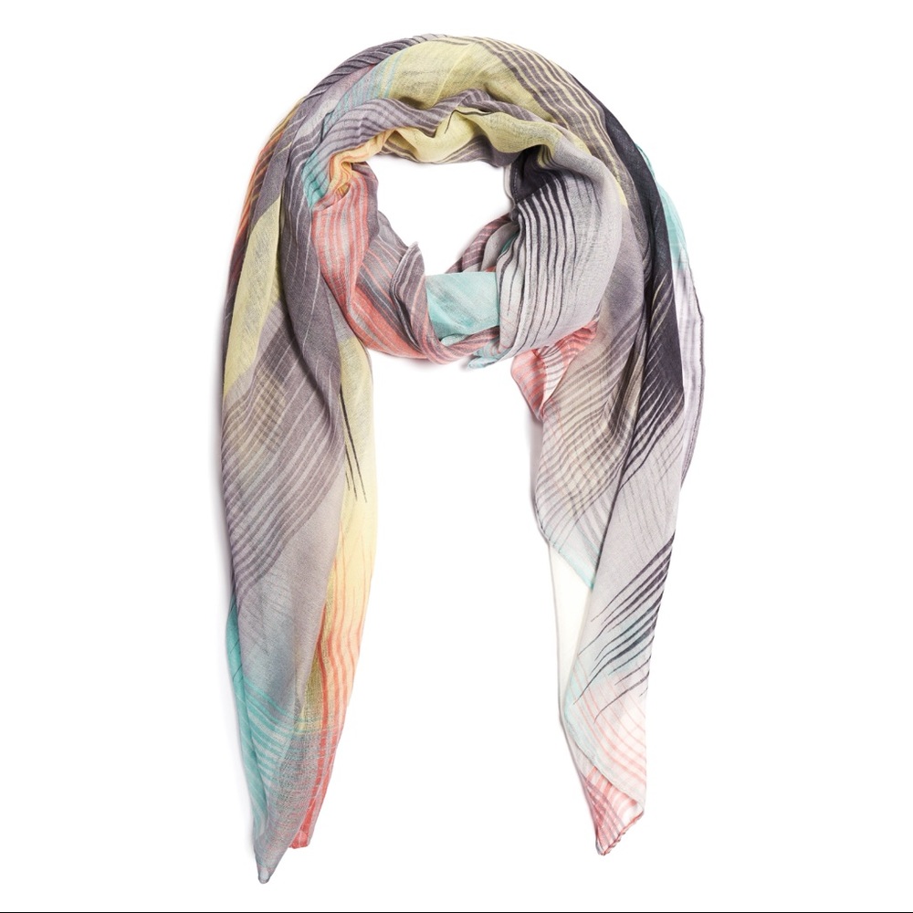 Burano Fashion Scarf Stripes and Squares Print New